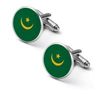 Original And Simple Mauritania Flag Men’s Classic Cufflinks Jewelry Accessories for Suit Shirts Husband Anniversary Birthday Gift 1.7cm