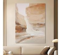 Original Art Wall Decor Cliff Waterfall Hand Painted Oil Painting On Canvas Frameless Texture Art Images Abstract Aesthetic Artwork For Living Room 50X70Cm(20X28Inch)