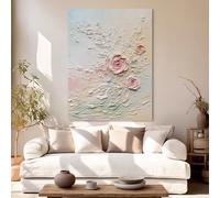 Original Art Wall Decor Rose Flower 100% Hand Painted Oil Painting Texture Art Images Frameless Abstract Aesthetic Artwork For Living Room 30X50Cm(12X20Inch)