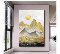 Original Art Wall Decor Sunset Golden Mountain 100% Hand Painted Oil Painting Frameless Texture Artwork Aesthetic Wall Art For Living Room Corridor 100X160Cm(39.4X63Inch)