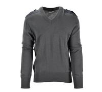 Original Austrian army pullover Jumper commando grey wool V-neck sweater