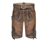 Original Bavarian Premium Lederhosen Maximilian- with Traditional Belt - Schöneberger Trachten Masterpiece Series Goat Leather (UK 34" (EU:52), Brown)