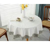 Original Beige White Round Tablecloth Waterproof PU Fabric 320cm - Stylish Home Decor and Easy to Clean Perfect for Dining and Outdoor Use