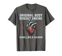 Original Body Rebuilt Engine Runs Like a Charm Heart Surgery T-Shirt, Men, Asphalt Grey, 4X-Large