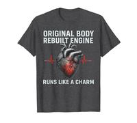 Original Body Rebuilt Engine Runs Like a Charm Heart Surgery T-Shirt, Men, Dark Heather Grey, 4X-Large