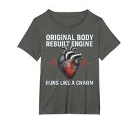 Original Body Rebuilt Engine Runs Like a Charm Heart Surgery T-Shirt, Women's Plus, Asphalt Grey, 6X