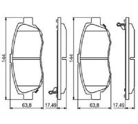 0986 494 211 Front Brake Pad Set 4x Pads Integrated Wear Indicator Braking Bosch