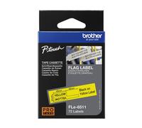 Original Brother FLe-6511 Black on Yellow 21mm P-Touch Flag Label Tape Cassette