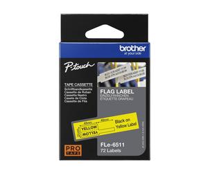 Original Brother FLe-6511 Black on Yellow 21mm P-Touch Flag Label Tape Cassette