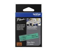Original Brother FLe-7511 Black on Green 21mm P-Touch Flag Label Tape Cassette