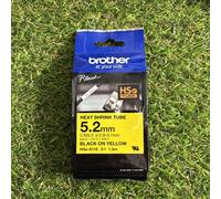 Original Brother HSe-611E Black on Yellow 5.2mm Heat Shrink Tube P-Touch Labelli