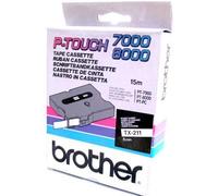 Original Brother P-Touch TX211 6mm Gloss Tape - Black on White