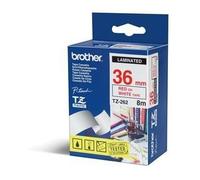 Brother TZe-262 Labelling Tape Cassette, Red on White, 36 mm (W) x 8M (L), Laminated, Brother Genuine Supplies