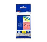 Original Brother P-Touch TZE451 24mm Gloss Tape - Black on Red