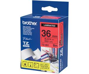 Original Brother P-Touch TZE461 36mm Gloss Tape - Black on Red