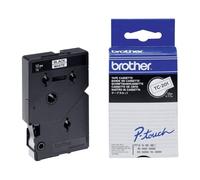 Original Brother TC-201 Black on White 12mm Labelling Tape Cassette
