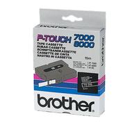 Brother TX315 White on Black 6mm X 15m Gloss Tape