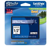 Original Brother TZe-135 White on Clear 12mm P-Touch Labelling Tape