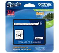 Original Brother TZe-211 Black on White 6mm P-Touch Labelling Tape