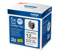Brother P-Touch Tze Lam Labelling Tape Cassettes 12mmx8m Black/White Tape
