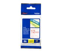Brother Labelling Tape Cassette, Red on White, 12MM Wide