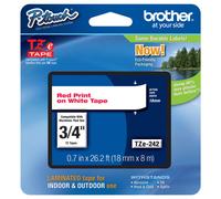 Original Brother TZe-242 Red on White 18mm P-Touch Labelling Tape