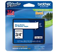 Original Brother TZe-243 Blue on White 18mm P-Touch Labelling Tape