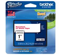 Original Brother TZe-252 Red on White 24mm P-Touch Labelling Tape