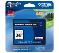Original Brother TZe-325 White on Black 9mm P-Touch Labelling Tape