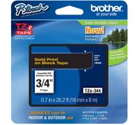 Brother Laminated tape 18mm. Label colour: Gold on black Tape type: TZe Print technology: Thermal transfer. Tape width: 1.8 cm Tape length: 8 m Width: 22 mm