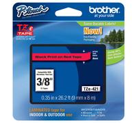 Original Brother TZe-421 Black on Red 9mm P-Touch Labelling Tape
