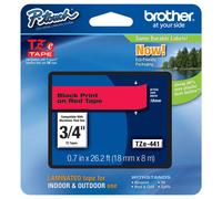 Original Brother TZe-441 Black on Red 18mm P-Touch Labelling Tape