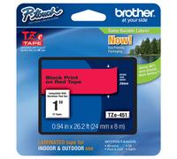 Brother Tze-451 - Standard Adhesive - Black On Red - Roll (2.4 Cm X 8 M) 1 Casse