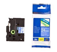 Original Brother P-Touch TZE555 24mm Gloss Tape - White on Blue