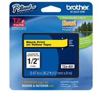 Brother TZe631 Original P-Touch Label Tape - 1/2 x 26.2 ft (12mm x 8m) Black on Yellow