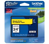 Original Brother TZe-641 Black on Yellow 18mm P-Touch Labelling Tape