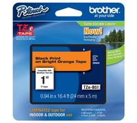 Original Brother TZe-B51 Black on Orange 24mm P-Touch Labelling Tape