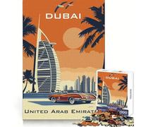 Original Burj Al Arab Dubai Travel Poster 1000 Piece Jigsaw Puzzles for Teenagers Jigsaw Memory Lift Light Relax Image Assembly (38x52cm)