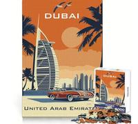 Original Burj Al Arab Dubai Travel Poster for Adults 1000 Piece Puzzle Mind Challenge Toy Calm Escape Quality Cut Art Collection Piece (50x75cm)