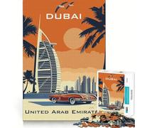 Original Burj Al Arab Dubai Travel Poster for Adults 1000 Piece Puzzle Mind Challenge Toy Calm Escape Quality Cut Art Collection Piece (50x75cm)