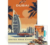 Original Burj Al Arab Dubai Travel Poster Hard Jigsaw Puzzle for Adults 1000 Pieces Smart Game Home Enjoy Image Assembly Festive Gift (38x26cm)