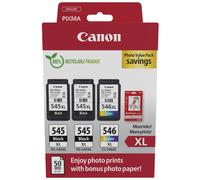 Original Canon 2X PG-545XL & 1X CL-546XL High Capacity Ink Cartridge & Paper Mul