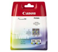 Original Canon CLI-36 Tri-Colour Ink Cartridge Twin Pack (1511B025)