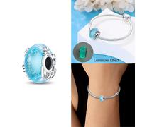 Original Charms Pink Murano Glass Blue Flower Butterfly Beads Fit 925 Silver Bra
