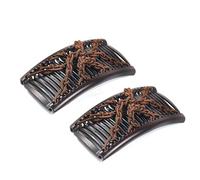 Original Comfy Comb - Double Comb for Fine Thin & Wavy Hair - Easy Ponytail Hairstyles and Long Lasting Updo's (Brown Crochet, Large)