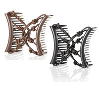 Original Comfy Comb - Double Comb for Fine Thin & Wavy Hair - Easy Ponytail Hairstyles and Long Lasting Updo's (Black & Brown, Medium)