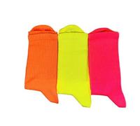 Original Cotton Socks Pack of 3 socks are vibrant neon-colored stylishly designed modern aesthetic bright pink neon yellow bright orange suitable Size 4-7.5