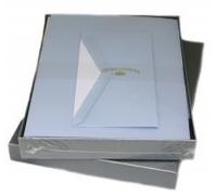 Original Crown Mill Silver Line A4 Texture Laid Sheet and Envelope - Blue (Pack of 25)