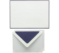 Original Crown Mill Silver Line A5 Paper Bi-Colour Writing Box Set with C6 Lined Envelopes - Navy Blue/White (Pack of 25 Sheets)