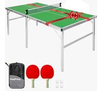 Original Cup EasyPong | Green Ping Pong Table | 182x91cm | Premium Quality | Easy to Carry | Stable | Ideal for Outdoor & Indoor | 2 Rackets + 4 Balls | Table Tennis | 100% Fun